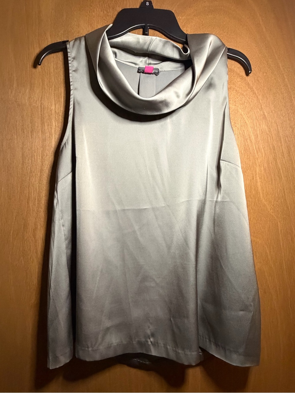 Vince Camuto Satin Cowl Neck Sleeveless Top - gray